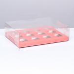 Коробка для 12 капкейков, розовый 34.7 * 26.3 * 10 см