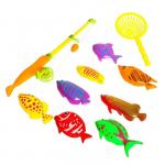 Морская рыбалка удочка и сачок, 8 рыбок, цвета МИКС, в пакете