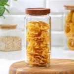 Банка стеклянная для сыпучих продуктов с деревянной крышкой Magistro Village, 900 мл, 9_19 см
