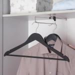 Вешалка деревянная с перекладиной, покрытие Soft-Touch, 3 шт, 44,5*1,2*23 см, цвет чёрный