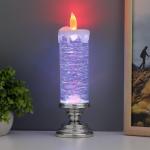 Лава-лампа  "Морозная свеча" LED от батареек 3хАА USB серебро 7х7х28см