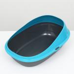 Pet-it туалет для кошек с бортиком, 59x39x23, серый/бирюзовый