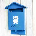 Ящик почтовый без замка (с петлёй), вертикальный, «Домик», синий