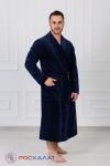 Мужской велюровый халат с шалькой темно-синий ВМ-03 (9)