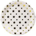 Бумажные тарелки с  золотым тиснением Звёзды,18 см,6 шт, еврослот СП-5167