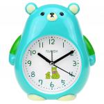 Часы-будильник "Медведь" 14х15х4,5 см, циферблат белый с деколью, пластм. зеленый (Китай)