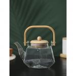 Чайник стеклянный заварочный с бамбуковой крышкой и металлическим фильтром BellaTenero «Октогон», 800 мл