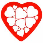 Трафарет для выпечки пластмассовый "Сердечки" 24,5х23,5х1,3 см (12 штук) (Китай)