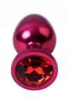 Анальная втулка Metal by TOYFA, металл, красная, с красным кристаллом, 8,2 см, O3,4 см, 85 г