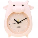 Часы-будильник "Корова" 14х17,5х4 см, циферблат персиковый, пластм. матовый, персиковый (Китай)