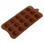 Форма силиконовая для шоколада (льда, мармелада) "Конфетка - 15 штук" 20х10,5 см h1,5 см, цвет - шоколадный (Китай)