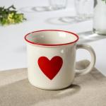 Кружка фарфоровая Доляна «14 февраля. Сердце» 370 мл, цвет белый