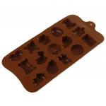 Форма силиконовая для шоколада (льда, мармелада) "Сказка - 15 штук" 19,5х10 см h1,5 см, цвет - шоколадный (Китай)