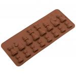 Форма силиконовая для шоколада (льда, мармелада) "Шахматы - 16 штук" 20,5х8,5 см h1 см, цвет - шоколадный (Китай)
