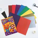 Набор «Учись на 5+», цветной картон 10 лисов, 10 цветов, плотность 220 г/м односторонний, цветная бумага 16 листов, 8 цветов, двухсторонний, формат А4