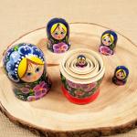 Матрешка "Фиалка", синий сарафан, 5 кукольная