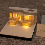 3D блок для заметок, Город с подсветкой, 170 листов, высота-4,5см, ширина-8см
