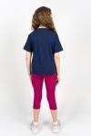 Костюм с бриджами для девочки 41104 (футболка+бриджи) Синий/ягодный