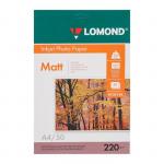 Фотобумага для струйной печати А4, 50 листов LOMOND, 220 г/м2, двусторонняя, матовая