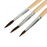 Набор кистей белка круглые 3 штуки (№1,2,3) с деревянными ручками на блистере