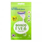 Станок для бритья Dorco Eve 6 Disposable одноразовые, c 6 лезвиями, плавающая головка, женские, 4 шт