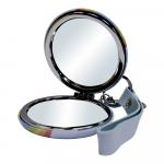 Зеркало ZCDE-16 карманное, складное, с кожаным ремешком 7 см, металл, микс