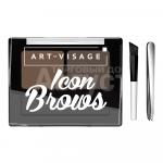 Тени для бровей Art-Visage Icon Brow с кисточкой и пинцетом, тон 102, 3,6 г