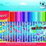 Фломастеры MAPED COLOR'PEPS OCEAN LIFE классические 24 цв. кругл. корп. легко смываемые пакет с европодвесом