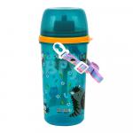 Бутылка для воды E-91(T) детская с трубочкой, пластик, 0,5 л, синий