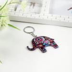 Брелок акрил "Слон в цветах" в технике дудлинг 5,4х6,4 см