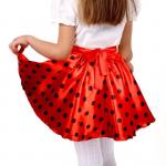 Карнавальная юбка для вечеринки красная в чёрный горох, повязка, рост 110-116 см