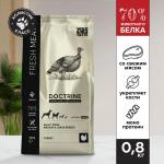 Корм для взрослых собак средних и крупных пород с индейкой со свежим мясом DOCTRINE FRESH MEAT, 800 г