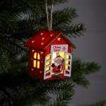 Ёлочная игрушка «Дом с Дедом Морозом», от батареек, свечение тёплое белое