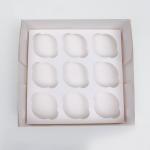 Упаковка под 9 капкейков с окном, белая, 25 х 25 х 10 см