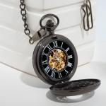 Часы карманные механические "Скелетон", на цепочке, d циферблата-4.5 см