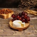 Менажница глубокая 2 секции + сервировочная доска на ножках Adelica, 15*15*4 см, 18*18*4 см, берёза, в подарок масло для пропитки 100 мл