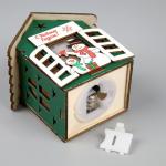 Ёлочная игрушка «Дом снеговиков», от батареек, свечение тёплое белое