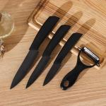 Набор ножей Magistro Black, 4 предмета, на подставке, цвет чёрный