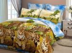 Комплект постельного белья бязь стандарт "Леопарды у воды" 2-ЕВРО