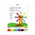Цветной картон глянцевый двусторонний в папке ErichKrause@, А4, 20 листов, 10 цветов, игрушка-набор для детского творчества