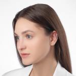 Серьга "Кафф" сердце со стразой, цвет белый в серебре