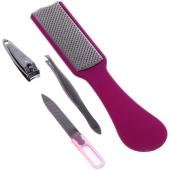 Набор для педикюра в чехле 4шт "Manicure set", цвет микс, (терка, пилка, пинцет, кусачки), 22*6см