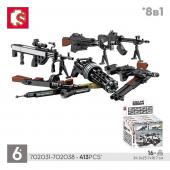 Конструктор SEMBO Block Gun: Оружие 8в1 16шт в уп. 413 дет. в наборе (702031-702038)