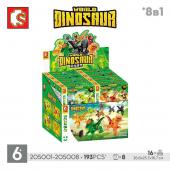 Конструктор SEMBO Dinosaur World: Мир динозавров 8в1 16шт в уп. 193 дет. в наборе (205001-205008)