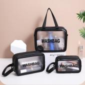 Дорожная прозрачная сумка WASH BAG, косметичка, непромокаемая, ЧЕРНАЯ (2514)