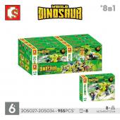 Конструктор SEMBO Dinosaur World: Нашествие динозавров 8в1 8шт в уп. 955 дет. в наборе (205027-205