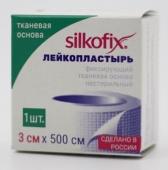 Лейкопластырь фиксирующий на тканевой основе белого цвета silkofix 3х500 см