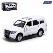 Машина металлическая mitsubishi pajero 4wd, 1:43, инерция, открываются двери, цвет белый Автоград