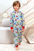 Пижама комбинезон пижамный Juno AW21BJ630 Sleepwear Boys серый меланж амонгс Ас