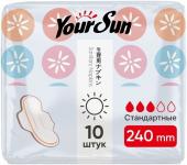 YOURSUN Прокладки с крылышками, 3 капели, 10шт (Normal 24см)